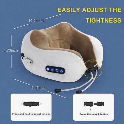 Masseur de cou en forme de U / Oreiller électrique portable avec chauffage et port USB