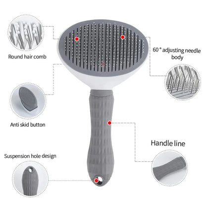 Brosse autonettoyante pour poils d'animaux et poils de chats et de chiens