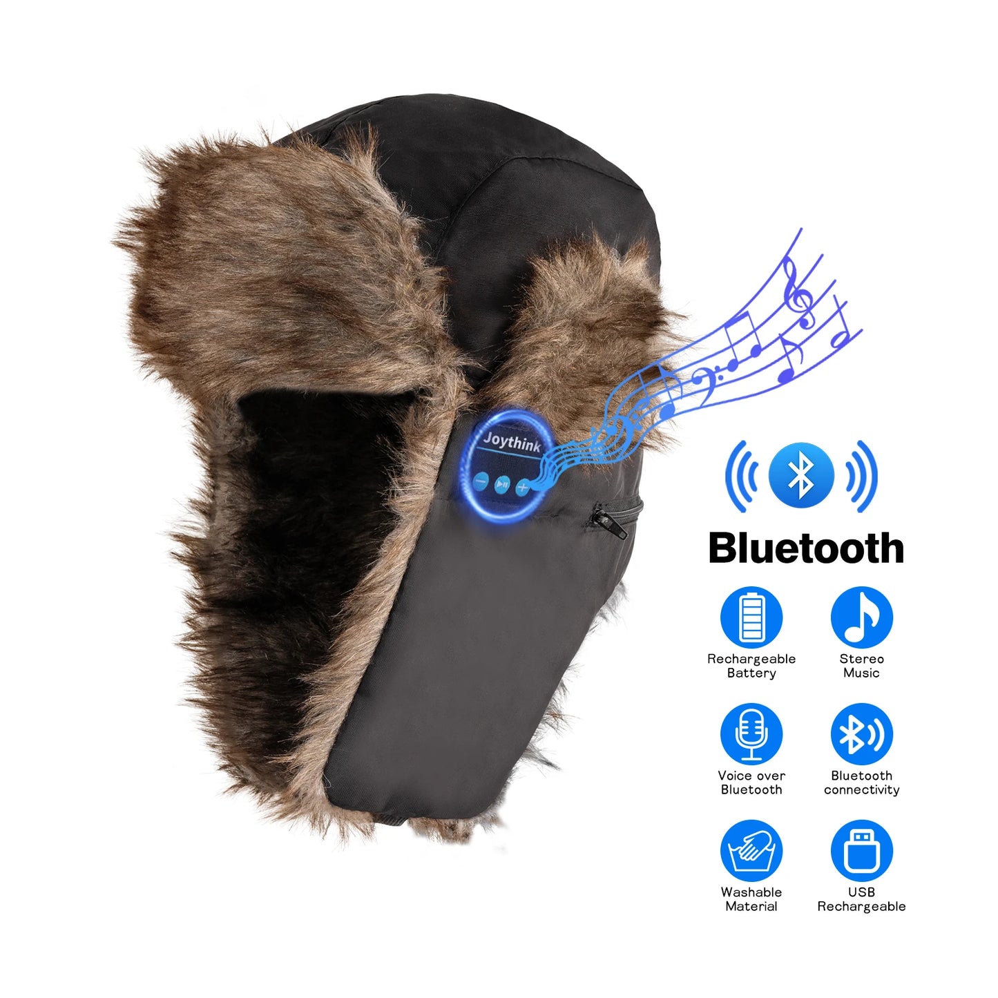 Bonnet Bluetooth d'hiver / 2 façons de le porter, microphone et cache-oreilles