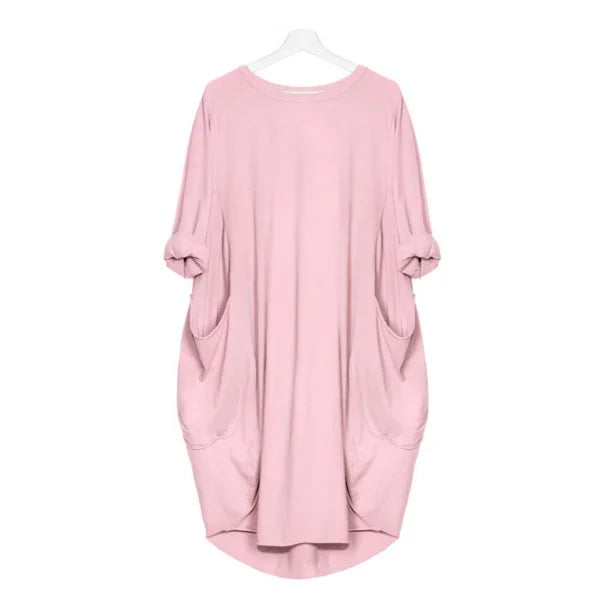 Robe de maternité trapèze en coton et polyester à manches longues