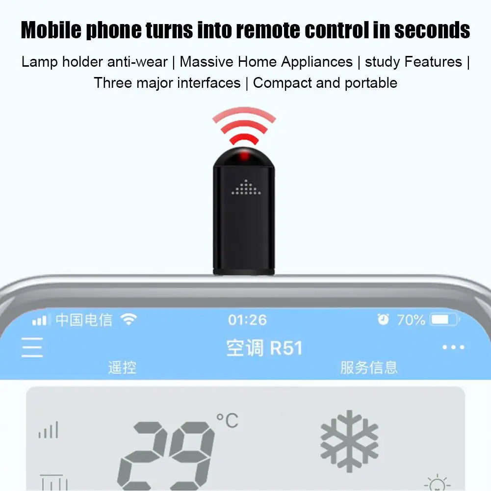 Adaptateur de télécommande infrarouge intelligent IRCOM Type-C pour iPhone et Android 