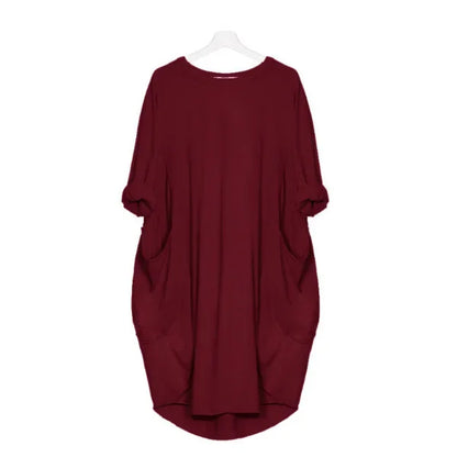 Robe de maternité trapèze en coton et polyester à manches longues