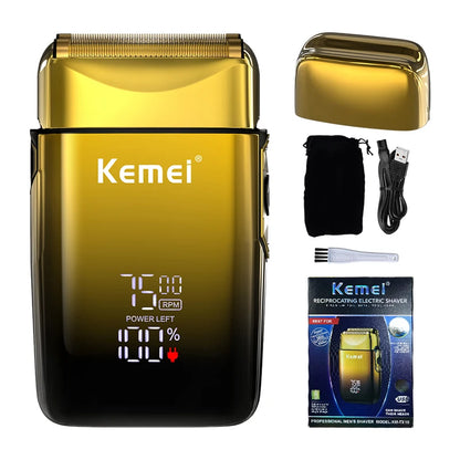 KEMEI TX10 – Rasoir électrique professionnel à double lame avec écran LED