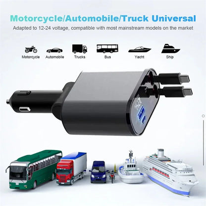 Chargeur de voiture rétractable 4 en 1 VOLTRIX avec 120 W