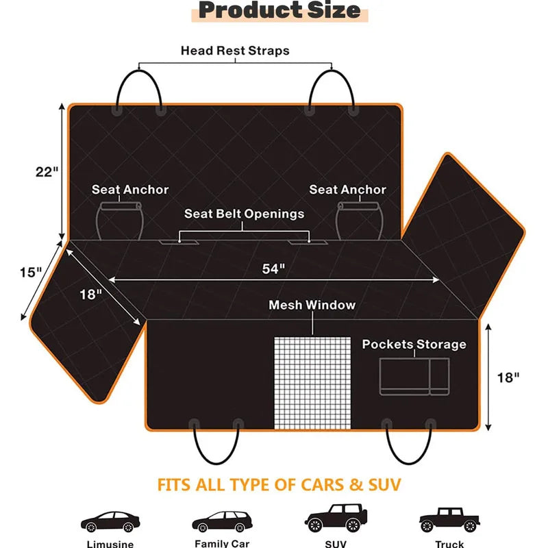 Tapis de protection pour siège arrière de voiture RIDEGUARD pour animaux de compagnie
